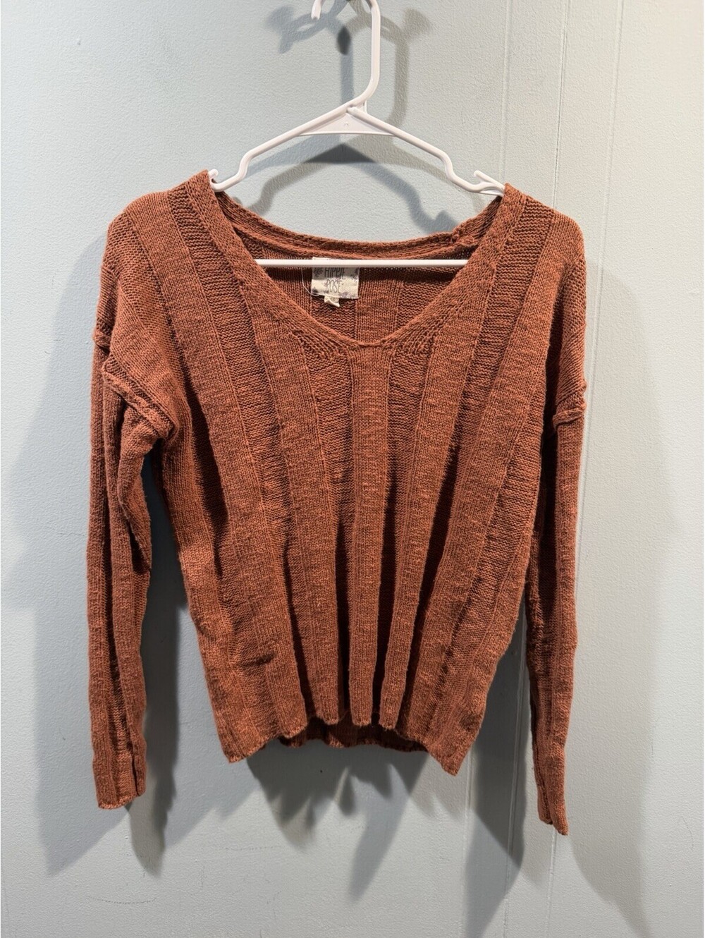 Womens Hippie Rose Knit Sweater Size XS Bronze Color